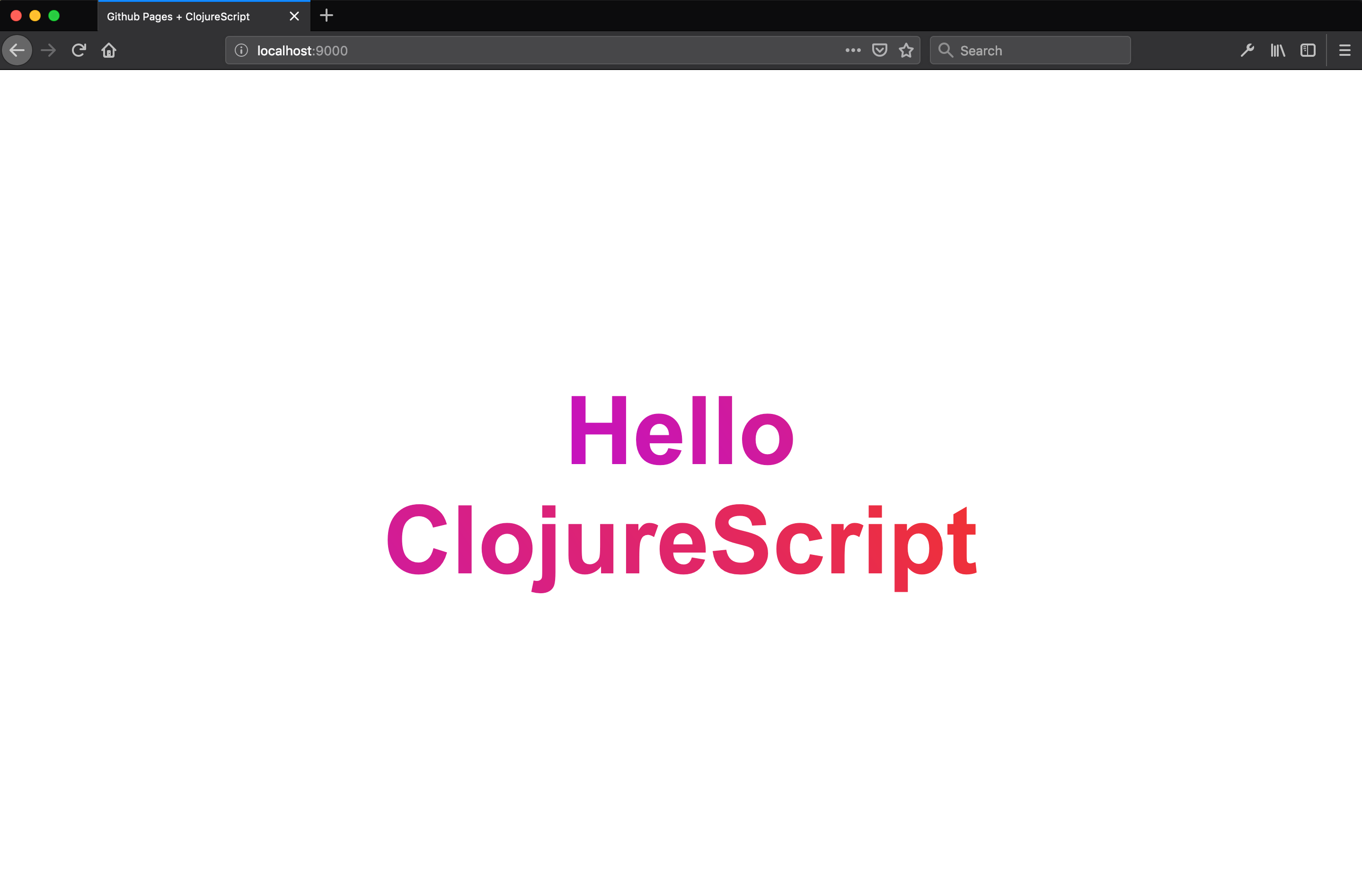 screenshot of example hello clojurescript site